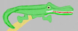 drawing of a crocodile hand puppet with zipper mouth