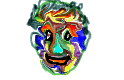 Colorful expressionistic mask with tranparent background.