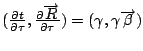 The 4-vector the derivative of t with respect to tau, the derivative of R with respect to tau equals the 4-vector gamma, gamma beta 