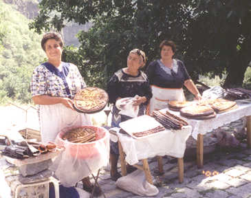 Cakes, soujouk, and fruit rollups for sale