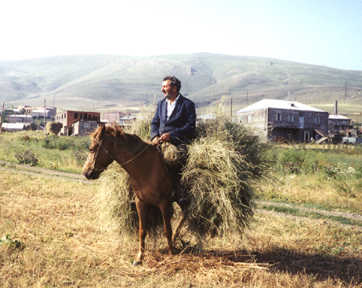 Horseman with a load of hay