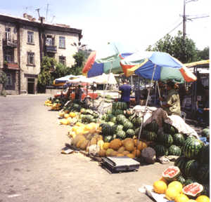 Melon stands near folk art museum