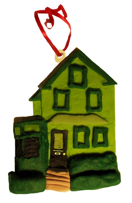 digital photo of a cookie-dough ornament of our house