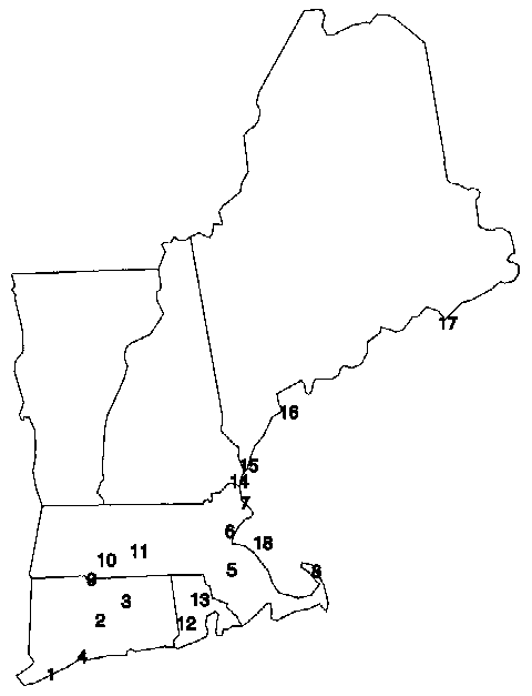 Map of Photochemical Assessment Monitoring Stations in New England 1997