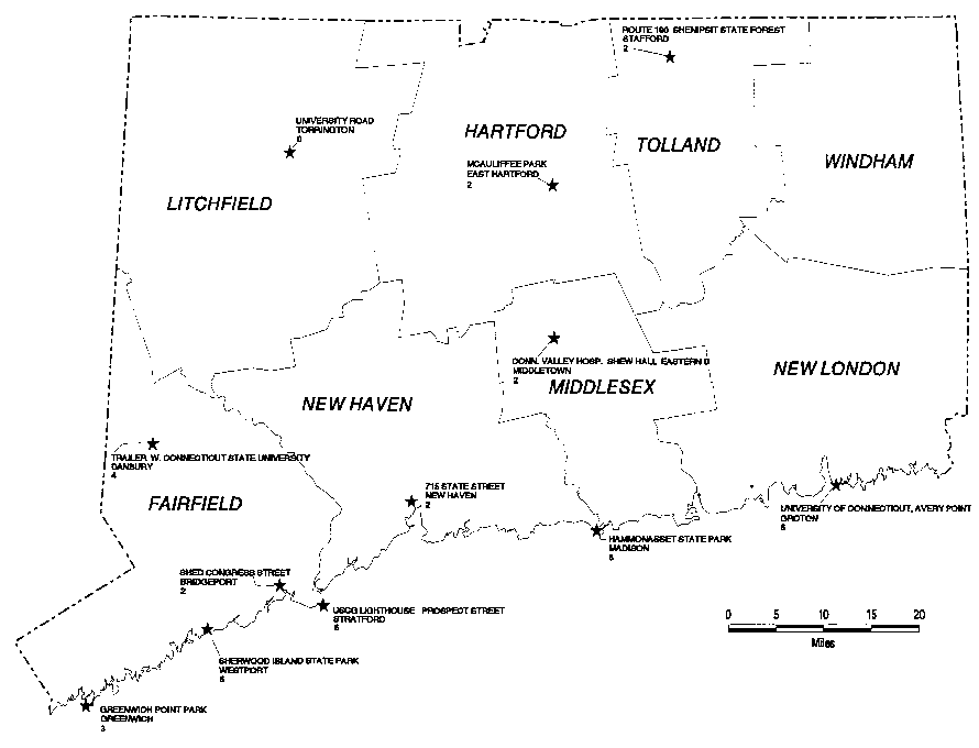 Map of number of ozone exceedance days