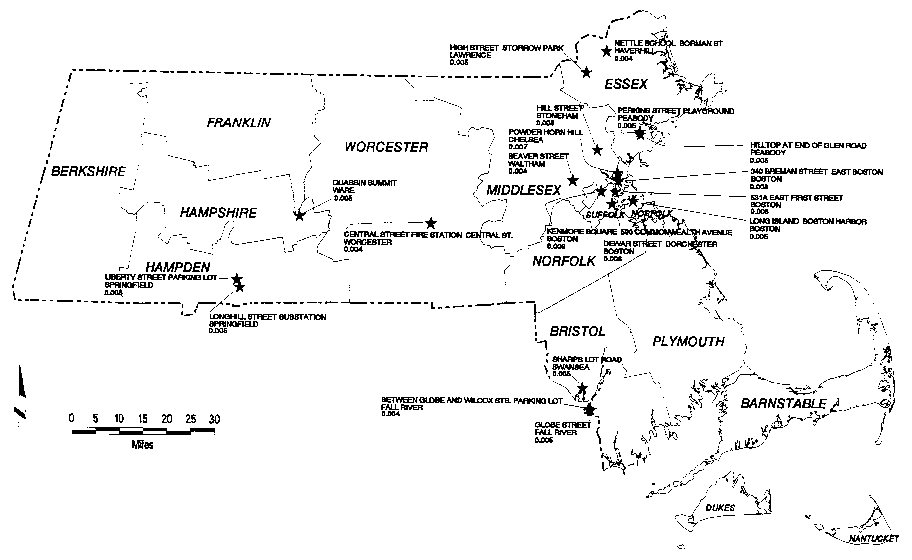 Map of annual average SO2 concentration