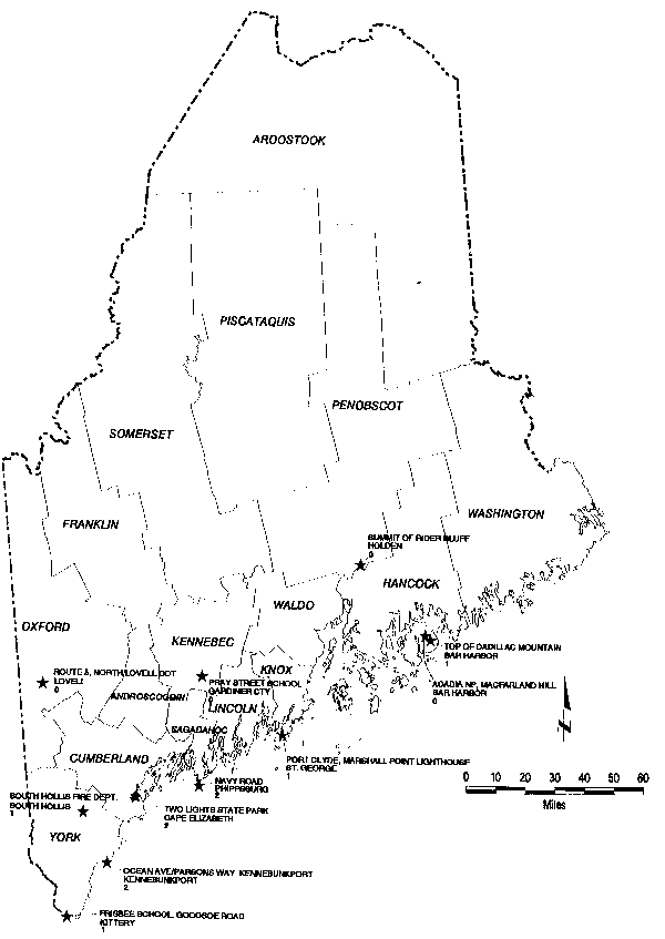 Map of number of ozone exceedance days