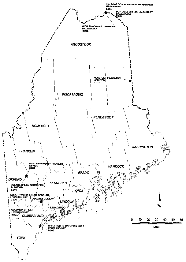 Map of annual average SO2 concentration