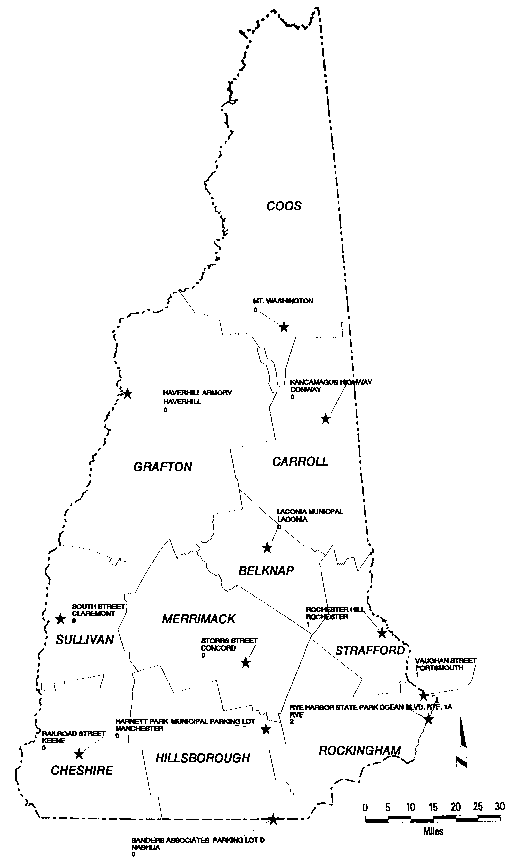 Map of number of ozone exceedance days